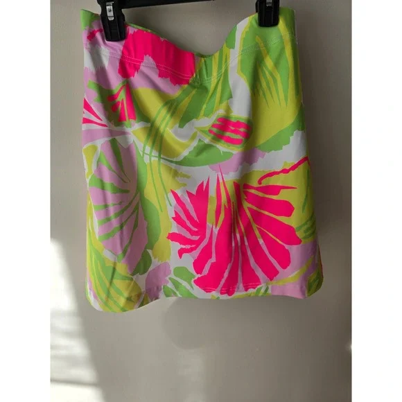 Gretchen Scott Tropical Print Pull On Skirt Women Size Medium Neon Pink Green - Picture 1 of 10